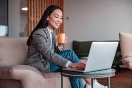 Asian woman working in IT office