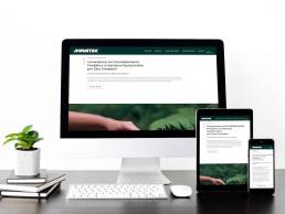 Schermata desktop con sito web su monitor e laptop