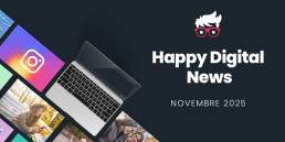 cover delle digital news su sfondo nero con anteprima immagini e la grafica di un portatile